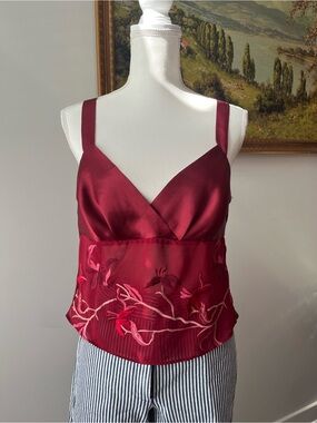 Vintage Burgundy Satin Camisole